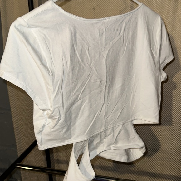 2 Aeropostale crop tops size Large brown and white slit sides soft - Picture 7 of 10